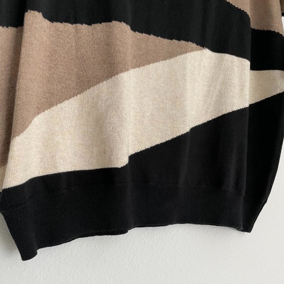 NWT - Karen Scott Blouse - Black/Brown/Tan Striped - Picture 7 of 8